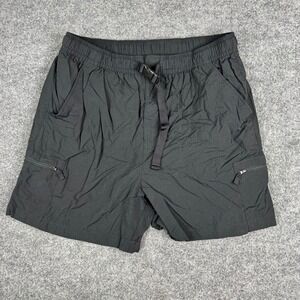 Cherokee Shorts Mens Size L Black Ripstop Cargo Nylon Mesh Lined Belted Hiking